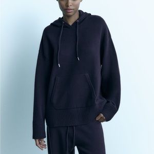 Zara Hooded Knit Sweatshirt